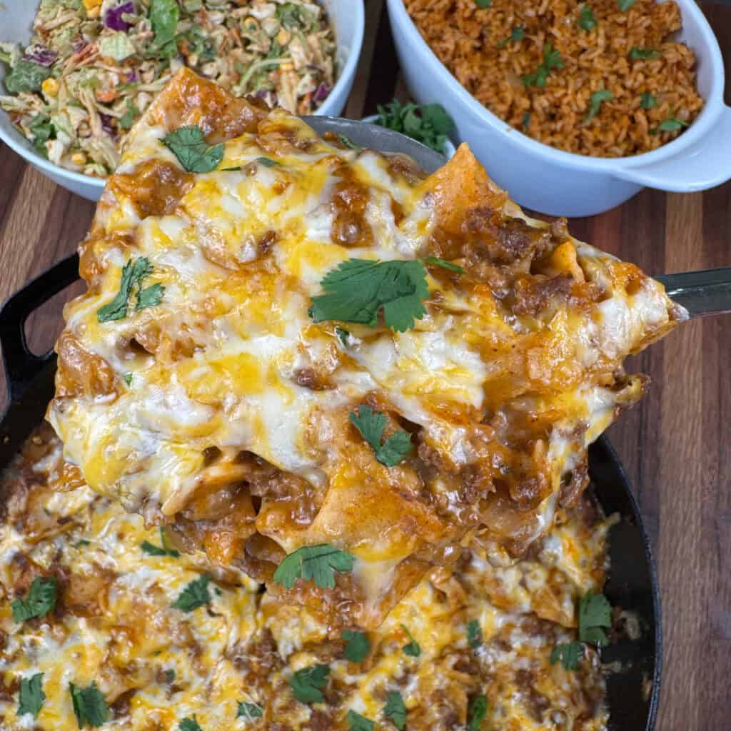 Cheesy Beef Enchilada Skillet