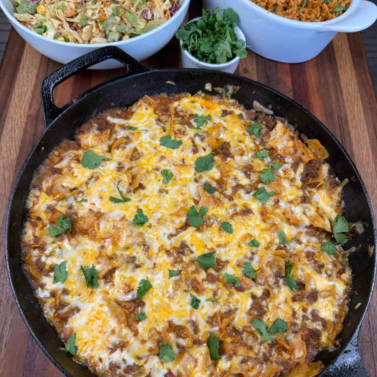 Cheesy Beef Enchilada Skillet