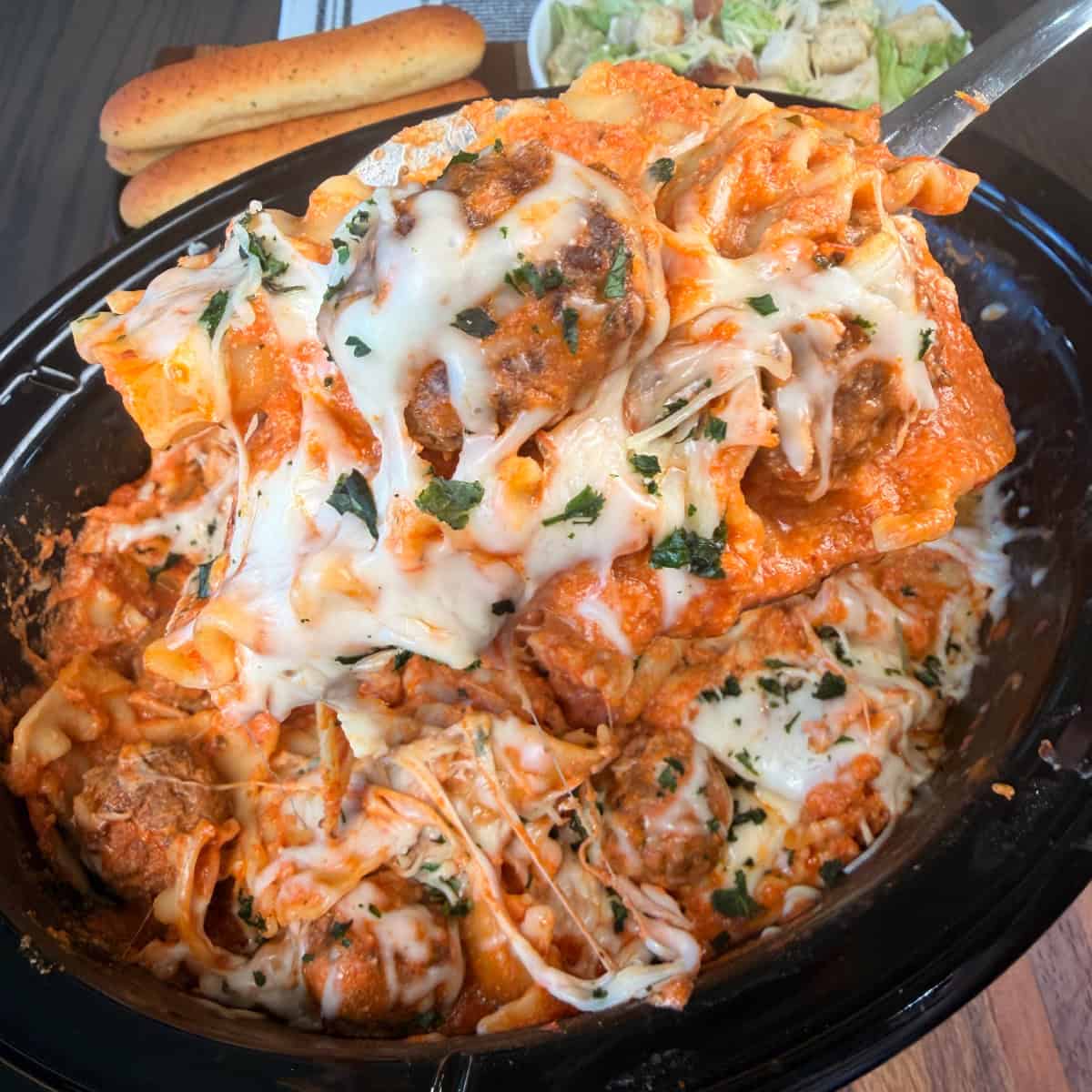 Crockpot Meatball Lasagna