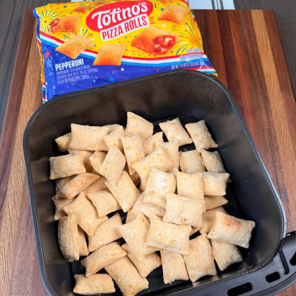 Pizza Rolls going into air fryer