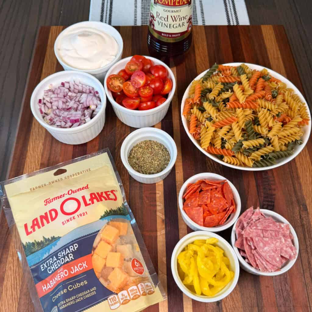 Pasta Salad ingredients