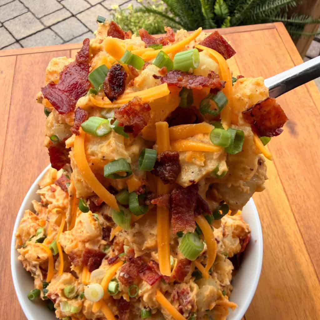 Up close scoop up of Potato Salad recipe