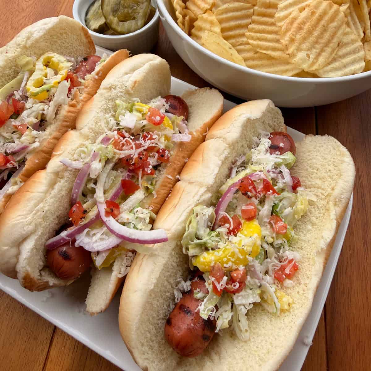Grinder Salad Hot Dogs