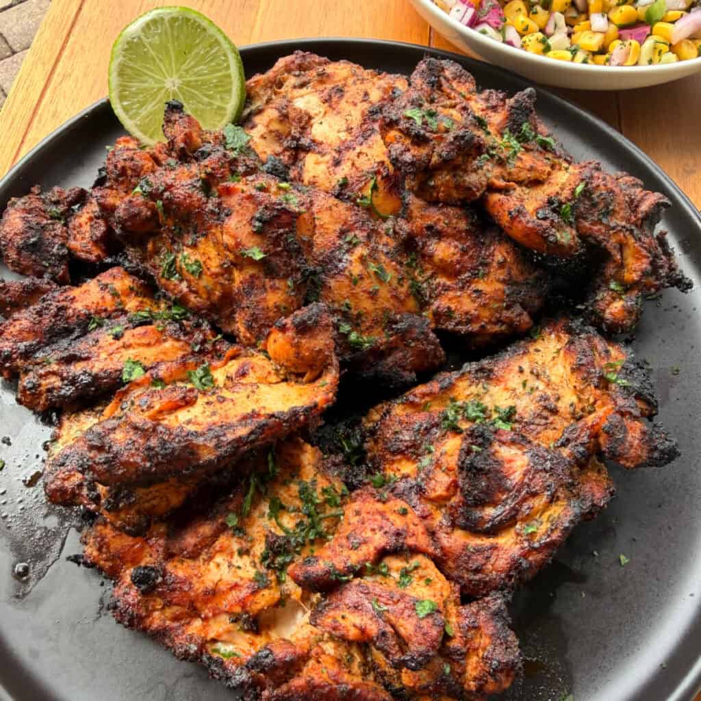 Plated Grilled Chicken Thighs
