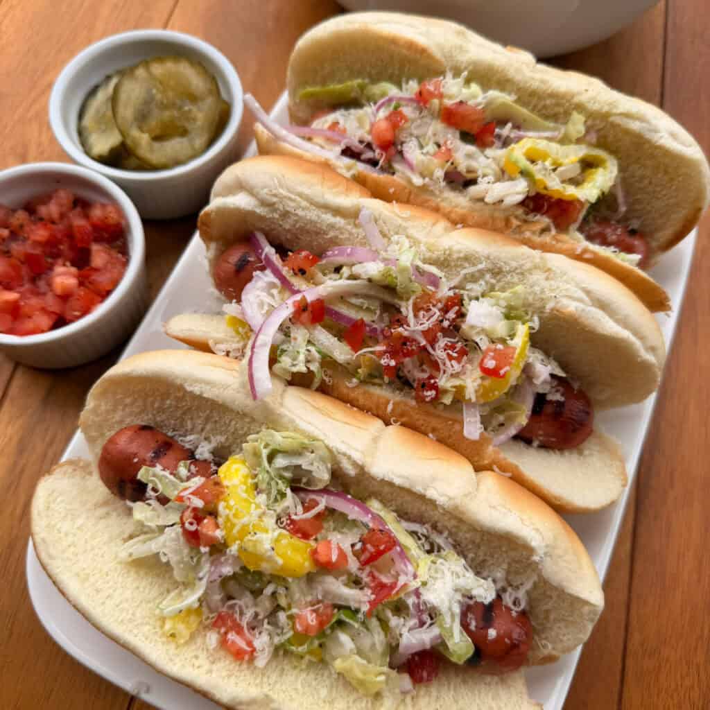 Grinder Salad Hot Dogs