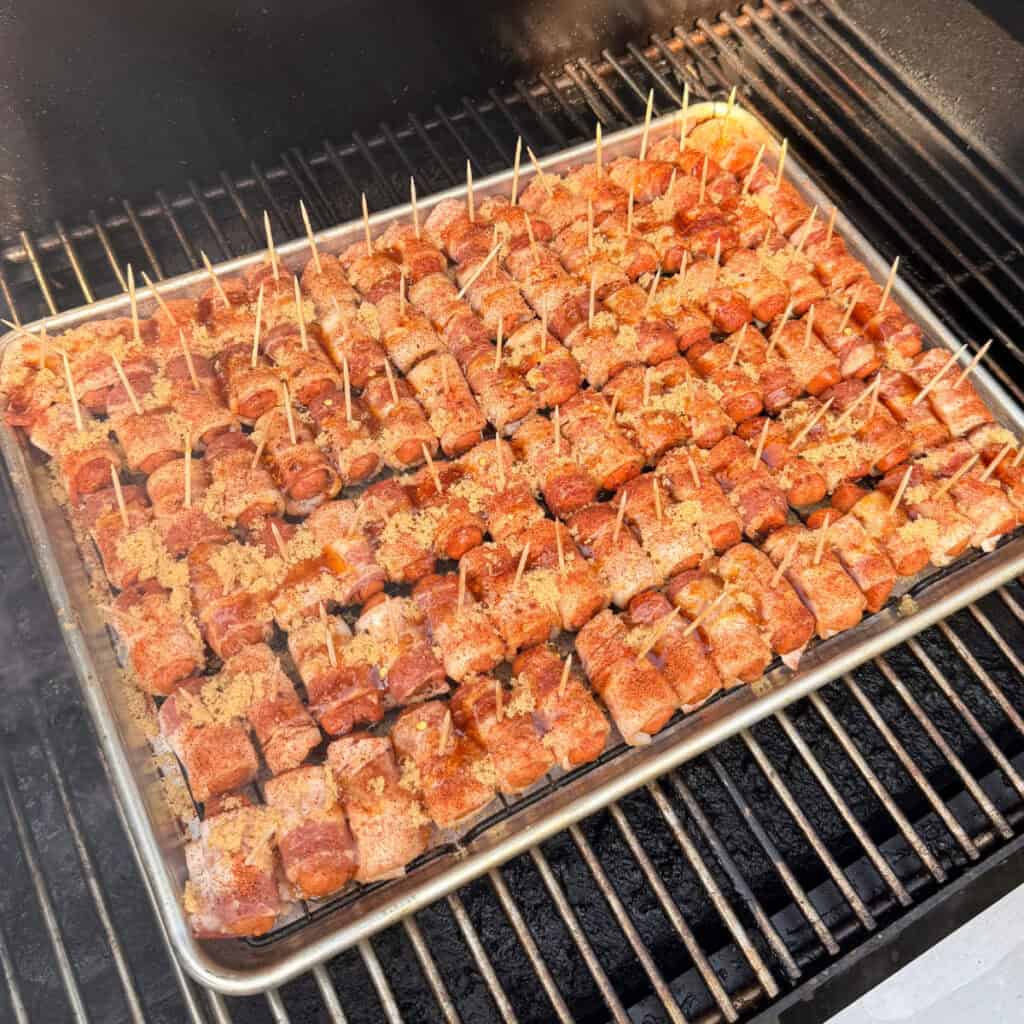 Firecracker Little Smokies cooking on smoker