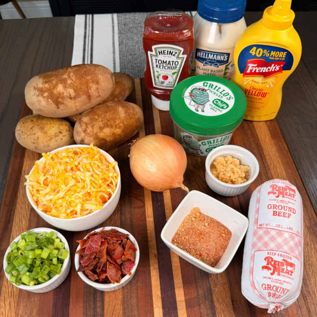 Ingredients for loaded baked potatoes