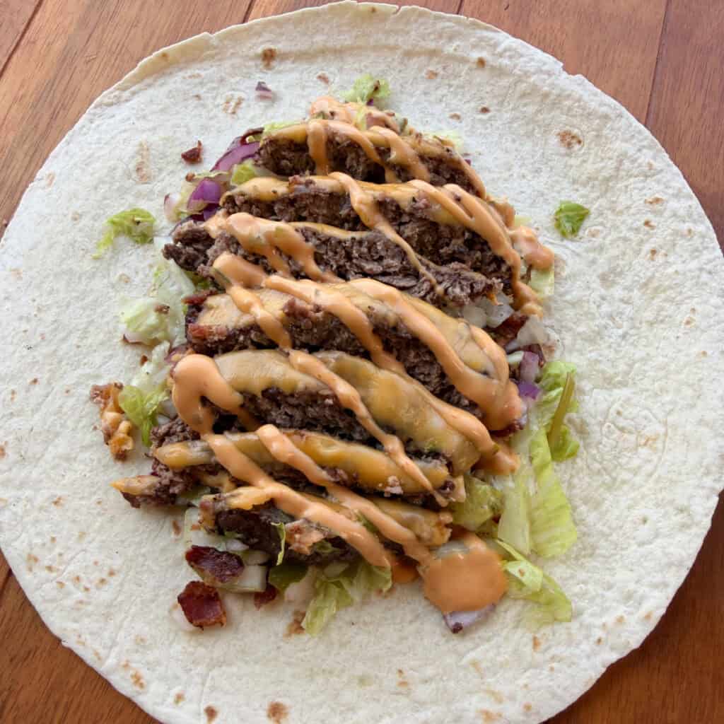 Building a cheeseburger wrap