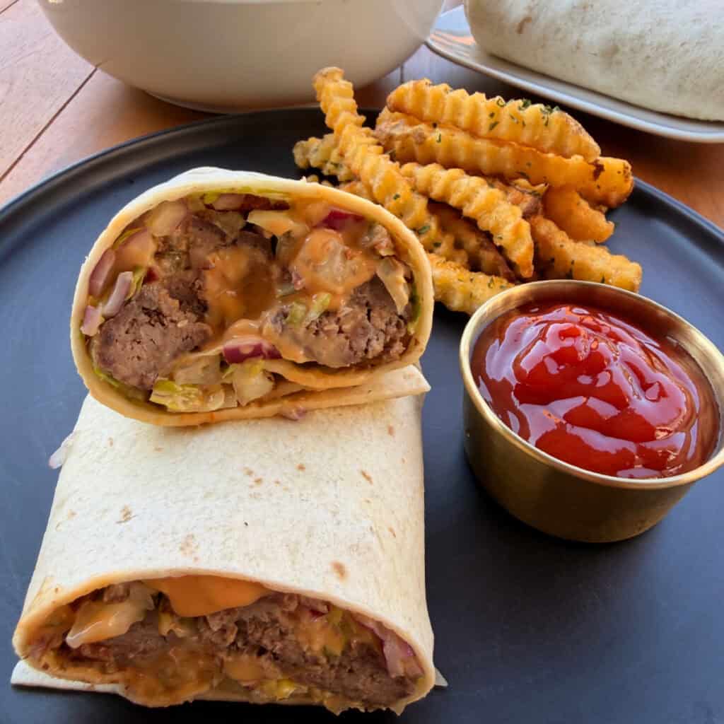 Plated Chopped Cheeseburger Wraps