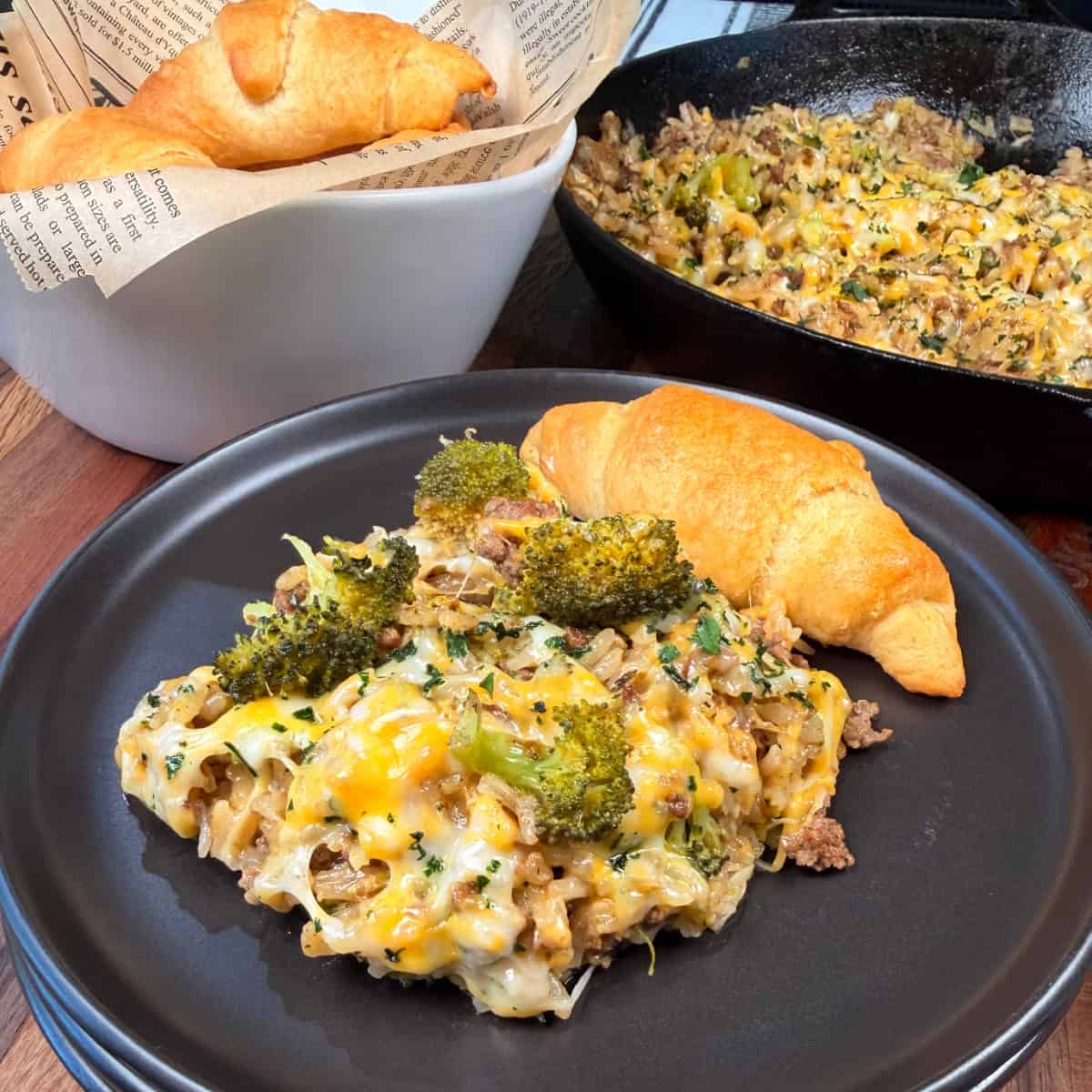Cheesy Ground Beef Broccoli Rice Skillet