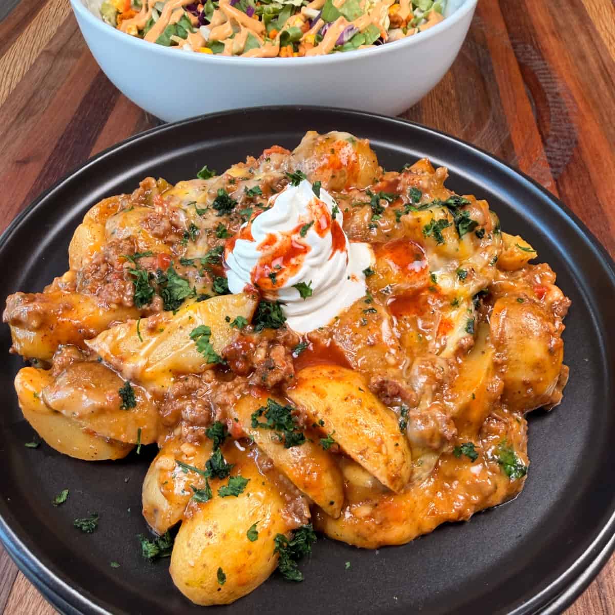 Slow cooker cheesy taco potatoes