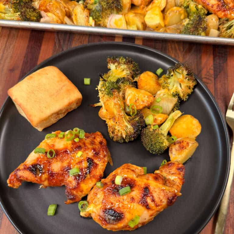 Honey Mustard Chicken Thigh Sheet Pan Meal