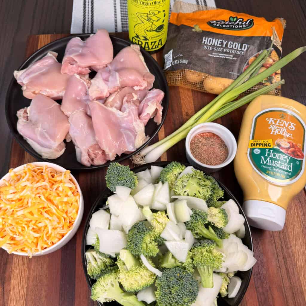 Ingredients for Honey Mustard Chicken Thigh Sheet Pan Meal