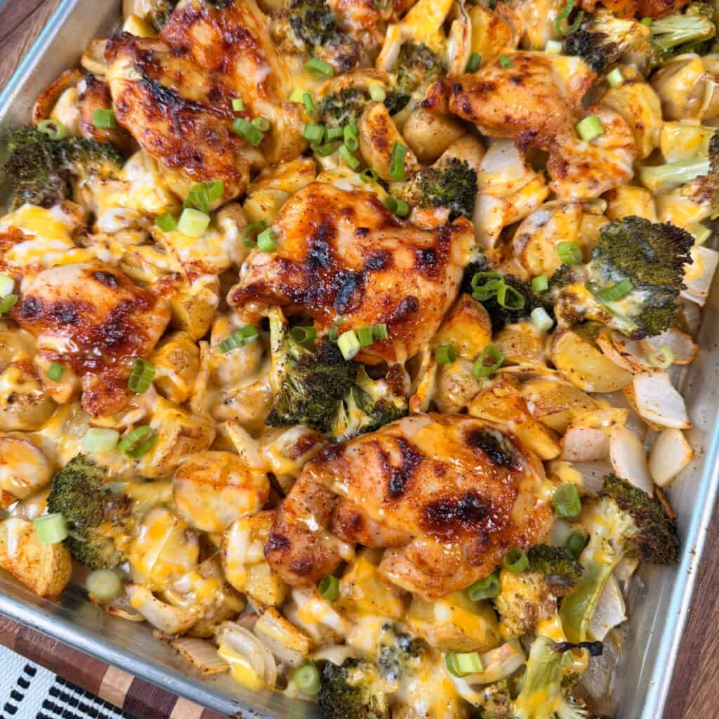 Honey Mustard Chicken Thigh Sheet Pan Meal