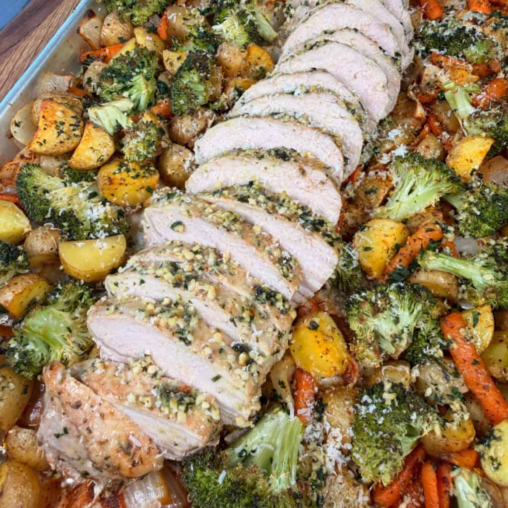 Parmesan Garlic Pork Tenderloin Sheet Pan Dinner