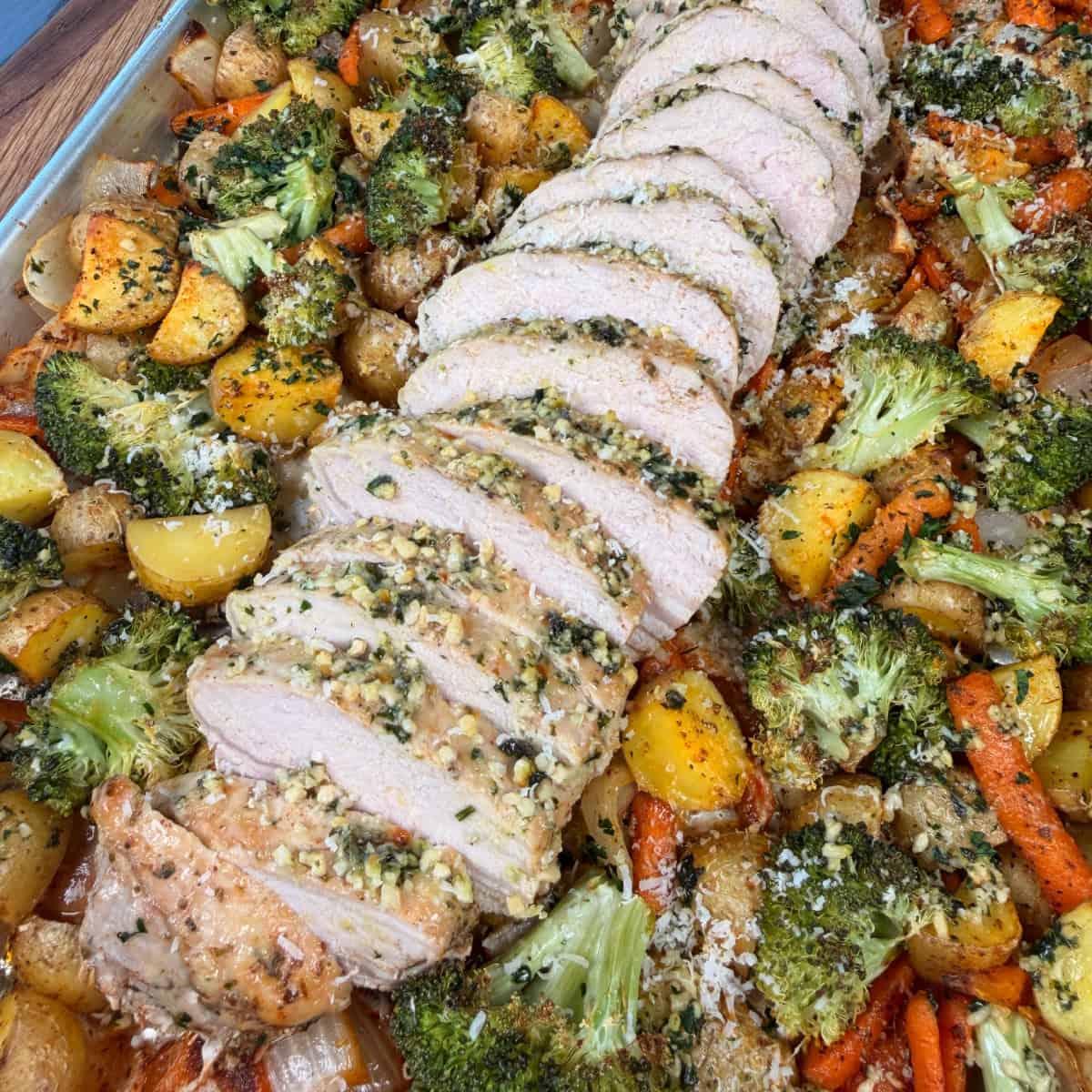 Parmesan Garlic Pork Tenderloin Sheet Pan Dinner