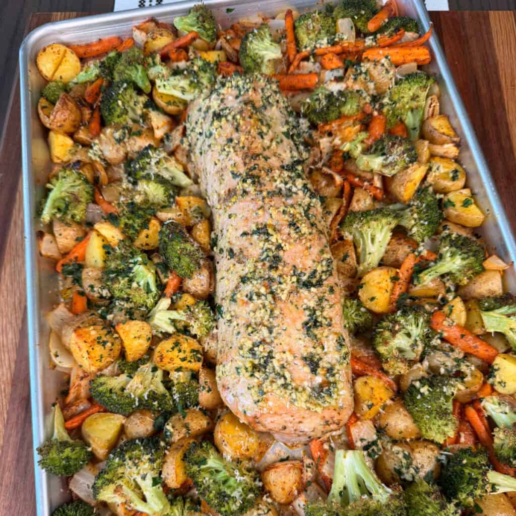 Parmesan Garlic Pork Tenderloin Sheet Pan Meal