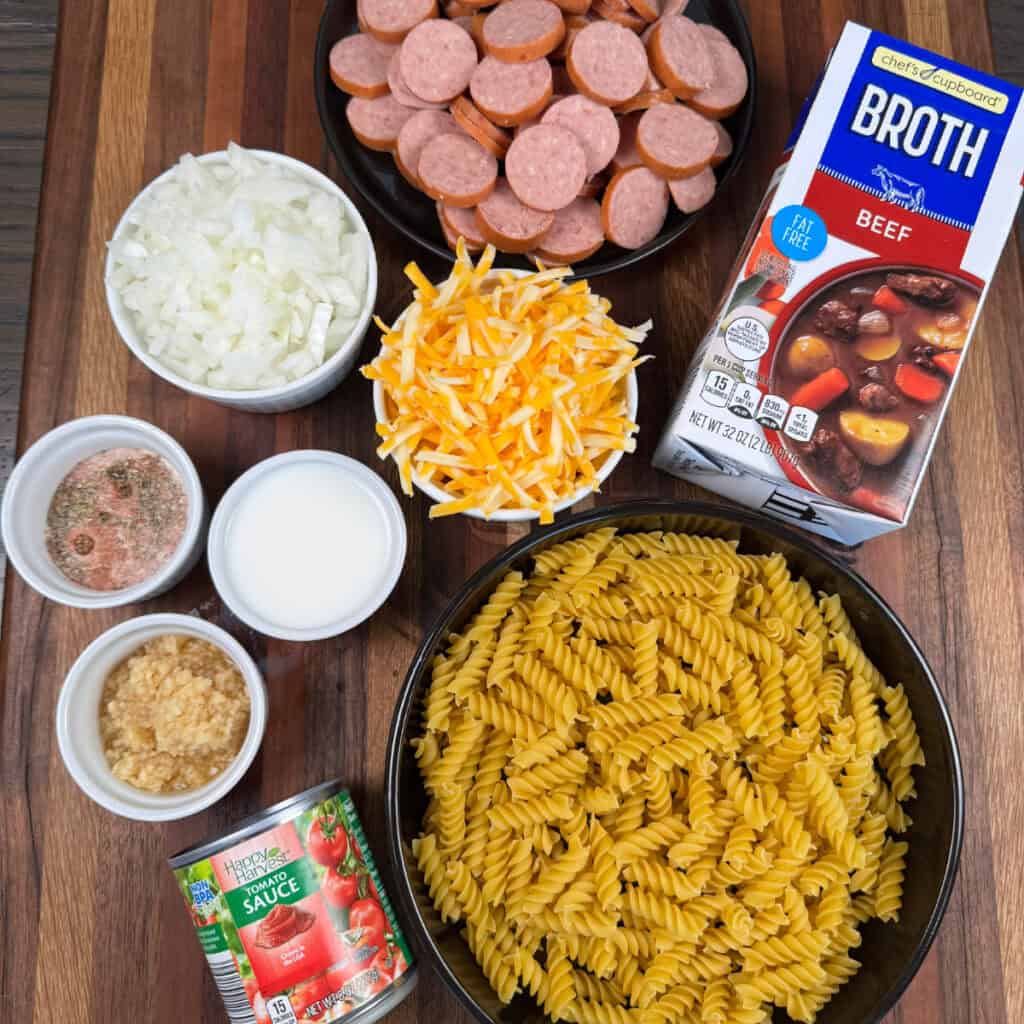 Ingredients for One Pan Kielbasa Pasta