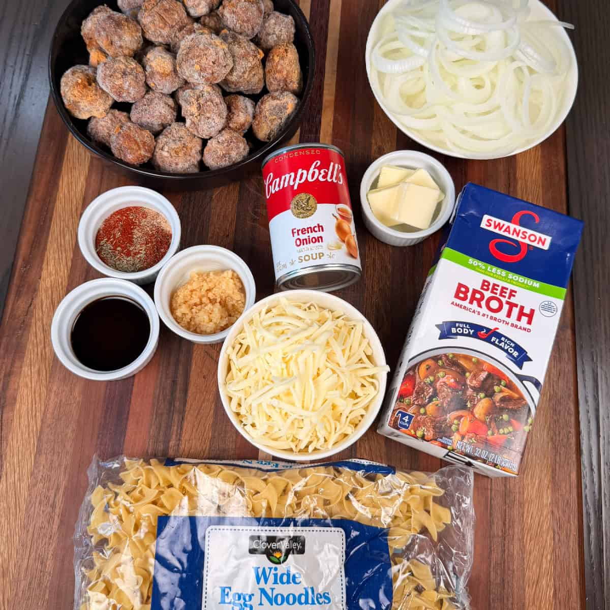 Ingredients for French Onion Meatballs