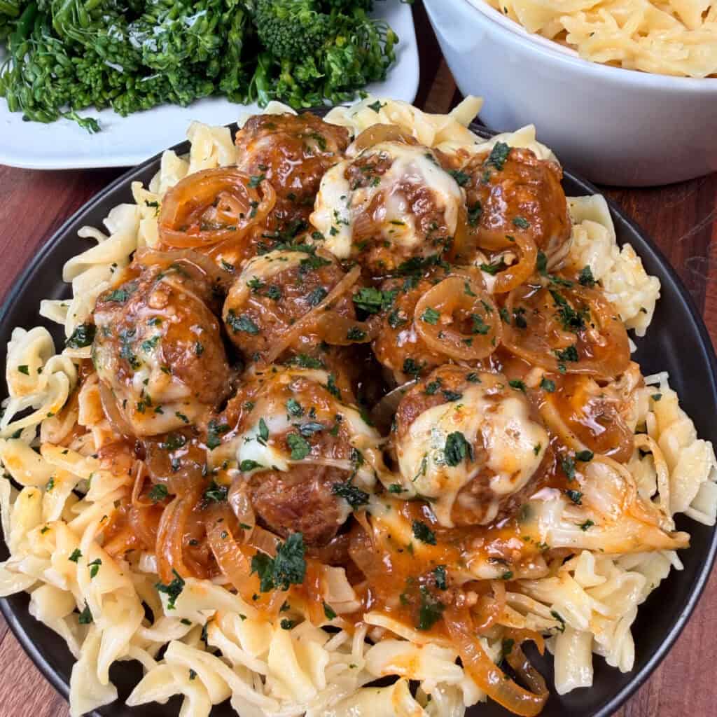 Crockpot French Onion Meatballs