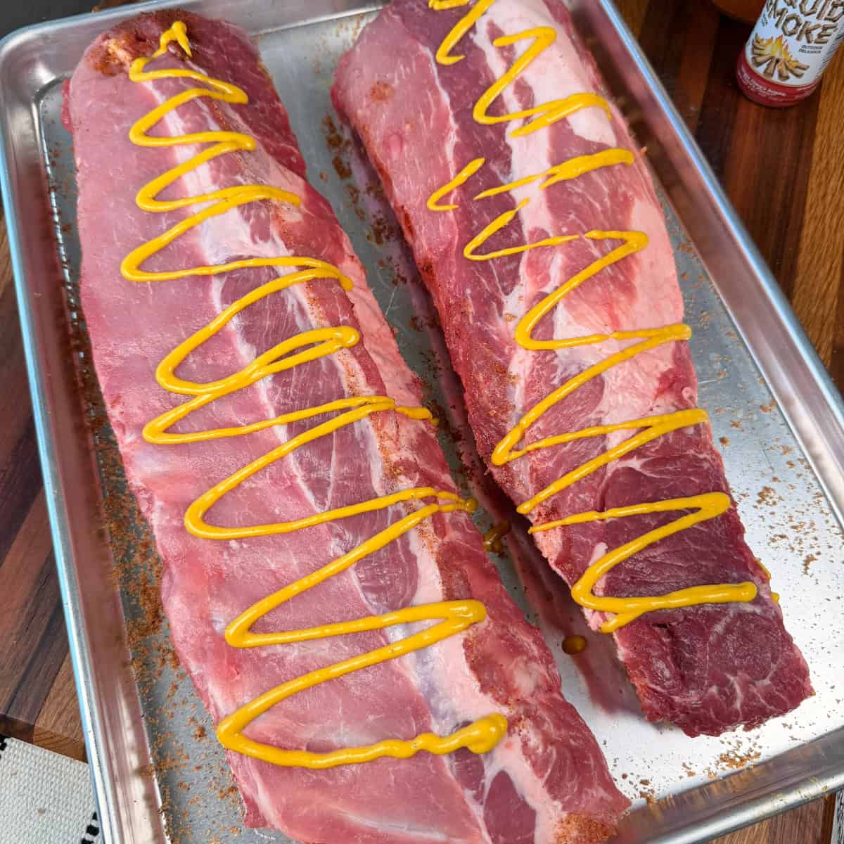 Baby Back Ribs with Mustard on them for binder