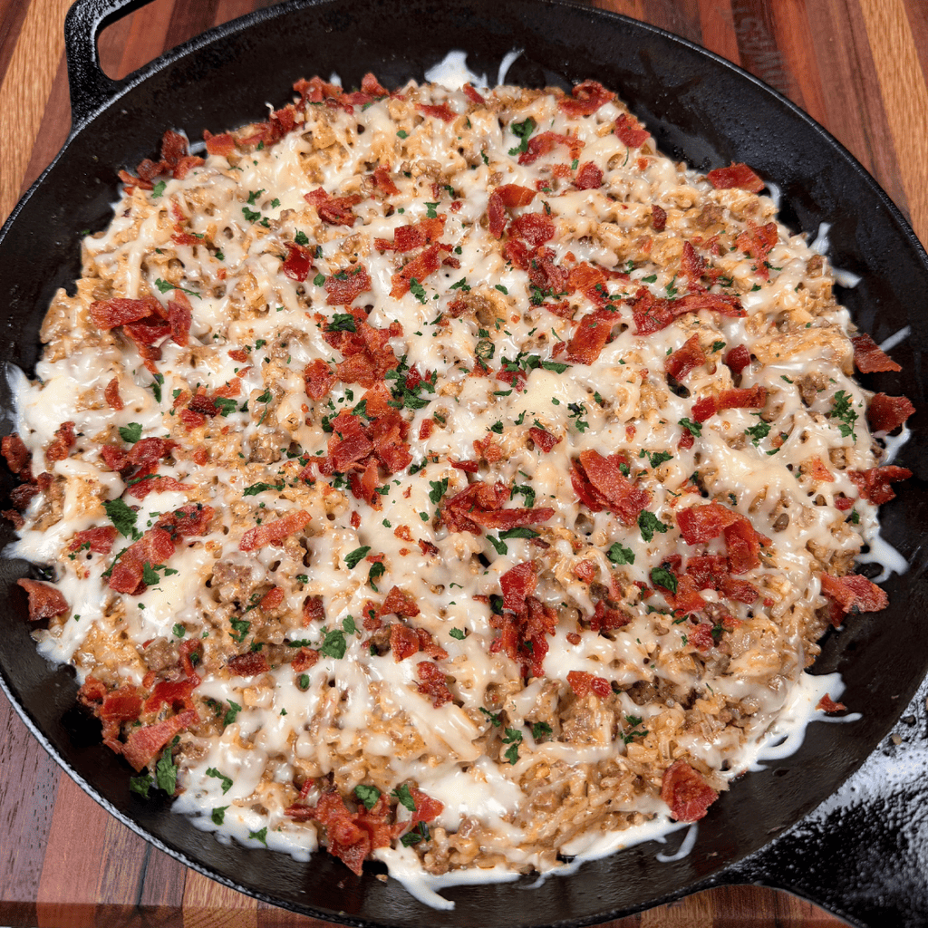 Parmesan Garlic Beef and Rice Skillet
